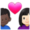 Couple with Heart- Woman- Man- Light Skin Tone- Dark Skin Tone emoji on Samsung